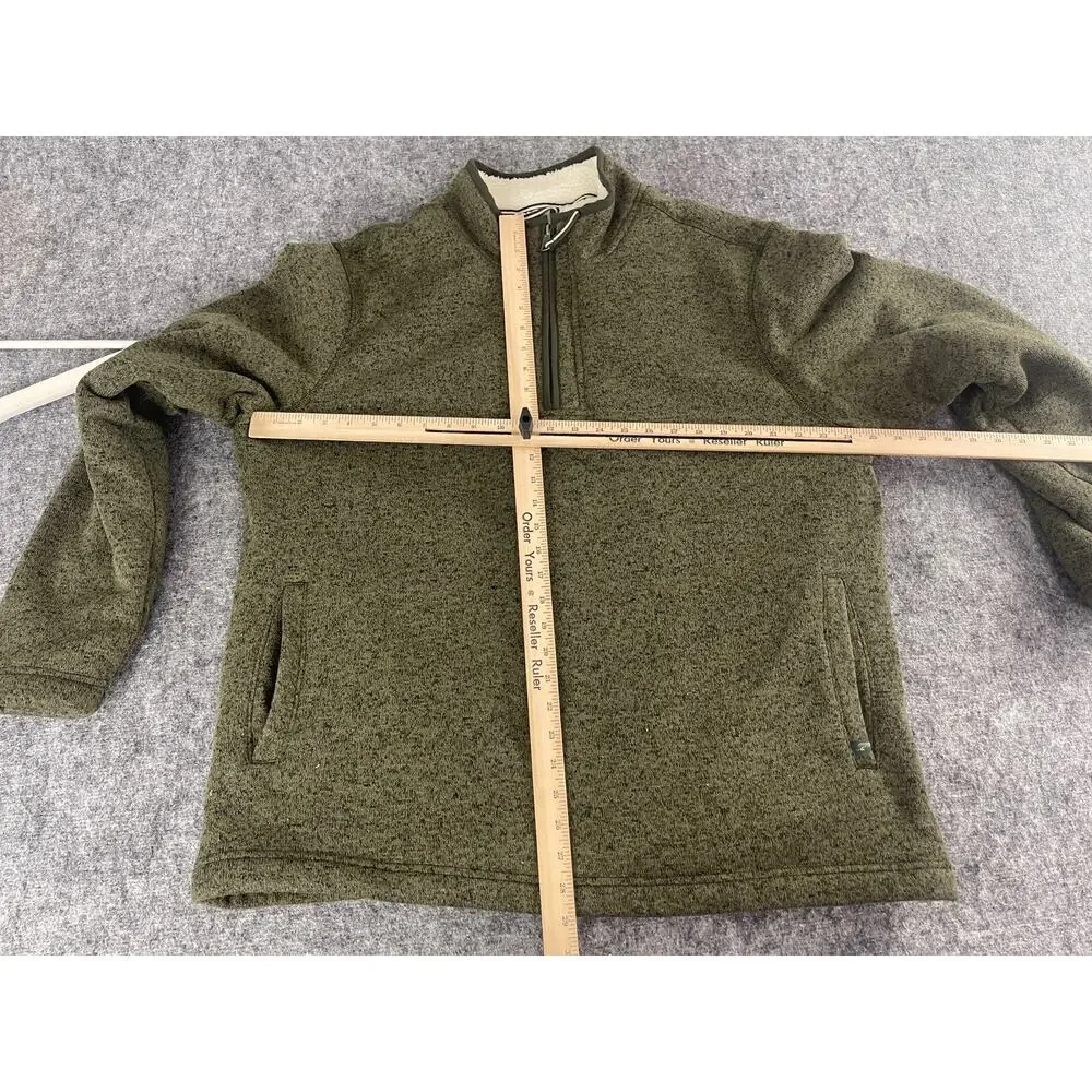Orvis Sweater Mens Extra Large Green Sherpa Lined Jacket Quarter Zip N305